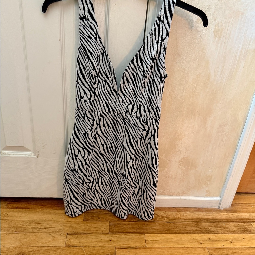 Ark & Co Black and White Zebra Print Mini Dress